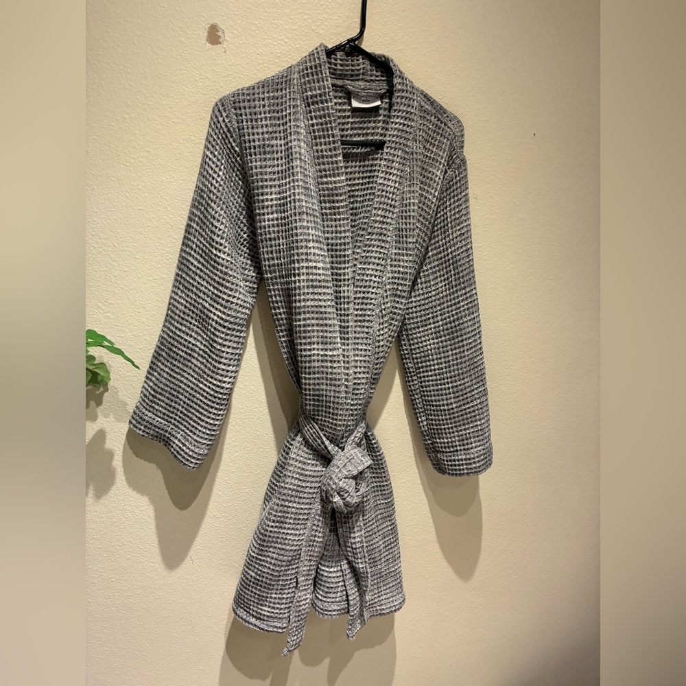 Parachute Waffle Robe in charcoal 100% Turkish Cotton Loungewear - Picture 2 of 5